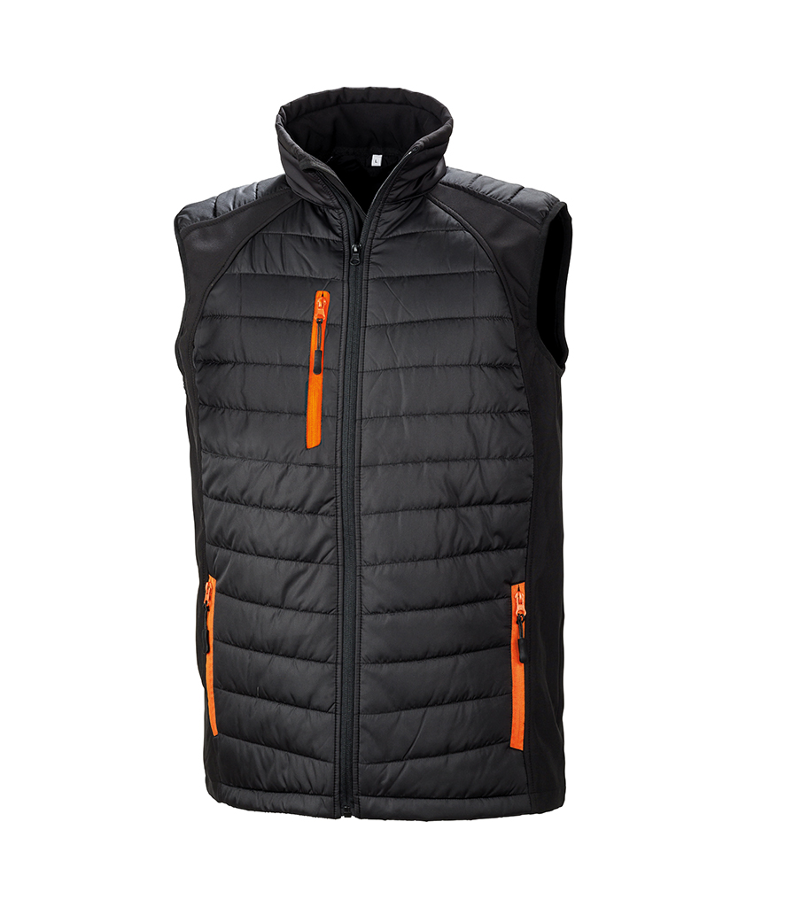 Recycled hooded padded gilet, black, Esprit